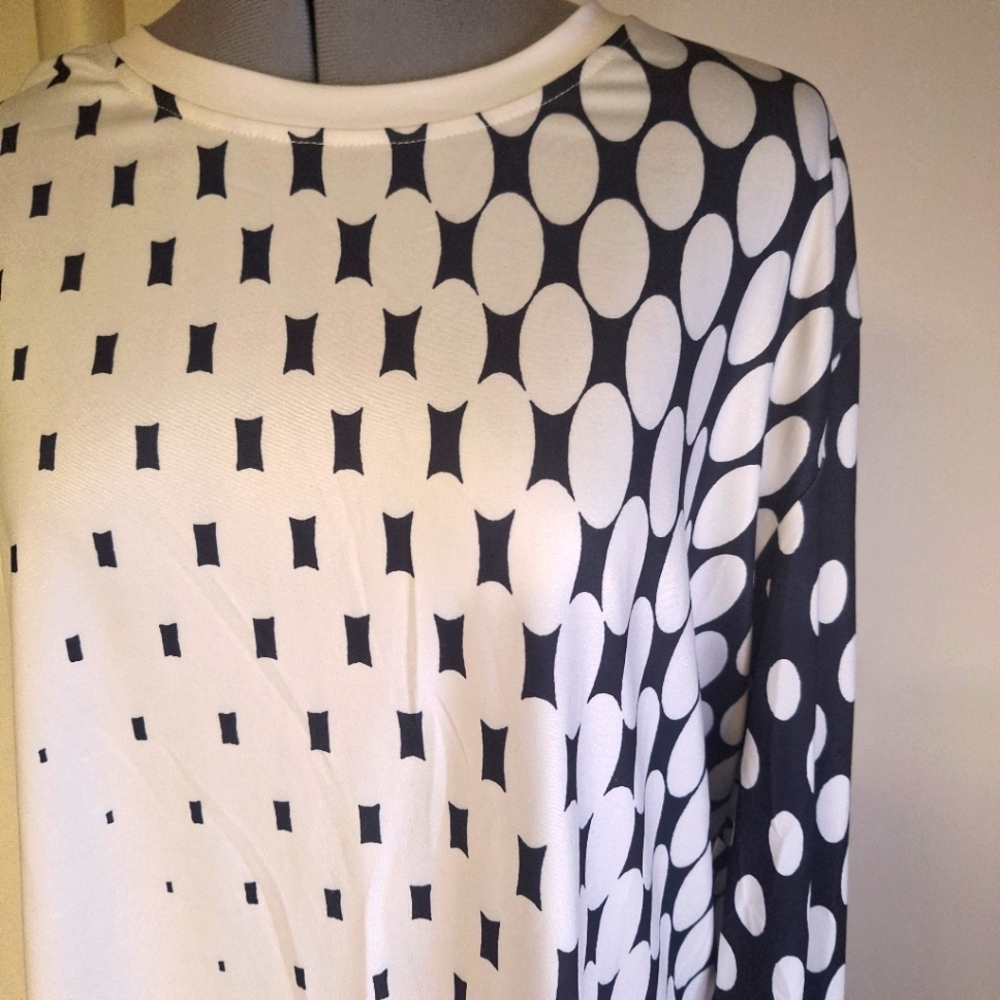 Navy & White Unique Unizex Long Sleeved Polyester Shirt Size Large